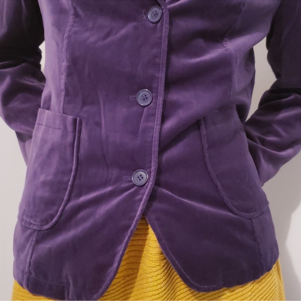 Denim&Co Purple Velvet Blazer Jacket - Picture 2 of 6